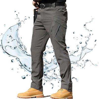 Lkdgii Tactical Pants for Men,Tactical Waterproof Pants,Men's Stretch Hiking Work Cargo with Multi Pockets (Gray,Small)