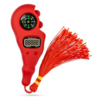 Digital Finger Tasbih with Compass & Night Light - Islamic Prayer Beads Counter, Finger Counter for Dhikr, Meditation, Relaxation, and Healing (Red)