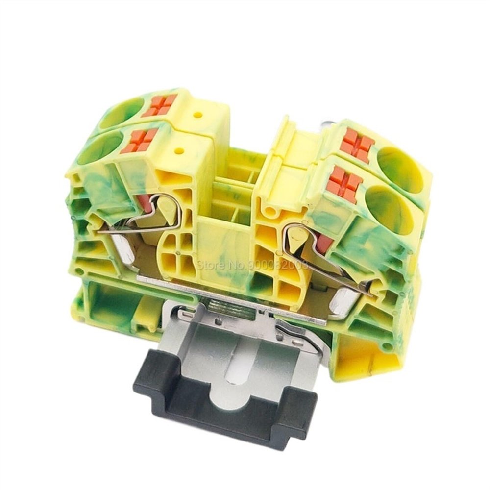 PT-16-PE Ground Modular Din Rail Terminal Block, 16mm Electric Cable Wire Connector, Grounding Push-in Terminals PT16 (Color : PT-16-PE, Size : 5 Pcs)