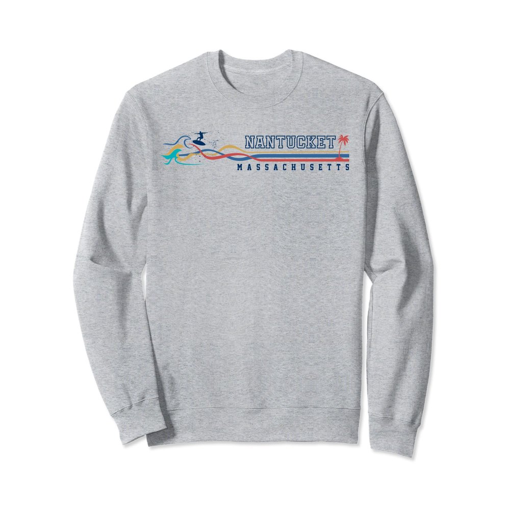 Retro Nantucket Massachusetts Men Women Surfboarder Sweatshirt