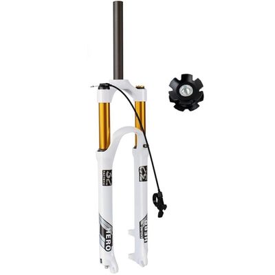 26'' 27.5'' 29'' Mountain Bikes Air Front Fork Manual Remote Control Cycling Bicycles Suspension Fork Bikes Fork Threadless 1-1/8" Travel 120mm 9mm QR ( Color : White gold remote , Size : 26inch )