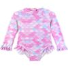 Baby Girl Swimsuit Mermaid Ruffle One Piece Swimsuit for Girls Long Sleeve Rash Guard Swimwear with UPF 50+ Sun Protection 6-9 Months 3-6 Months 0-3 Months 9-12 Months view 1