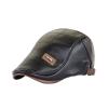 Leather Beret Men's Adjustable Newsboy Hat Beret Hat Driving Hat Cap Fashion Beret Hat Flat Cap Paper (Black, One Size) view 1