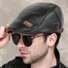 Leather Beret Men's Adjustable Newsboy Hat Beret Hat Driving Hat Cap Fashion Beret Hat Flat Cap Paper (Black, One Size) view 4
