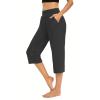 Women Capri Pants Loose Yoga Pants Elastic High Waist Lounge Casual Athletic Pant Workout Joggers Pant Comfy Sweatpants Dark Gray view 2