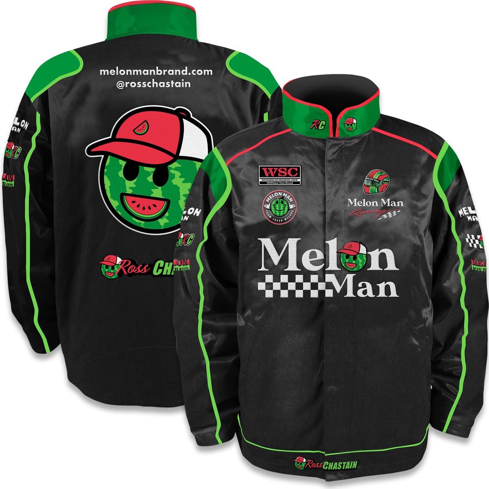 Checkered Flag Sports Ross Chastain #1 NASCAR 2024 Melon Man Racing Uniform Team Jacket (US, Alpha, Large, Regular, Regular, Black)