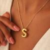 Behrooci Gold Bubble Initial Necklace for Women Balloon Letter Necklace 18K Gold Plated Dainty Alphabet Pendant Puffy Name Personal Jewelry Gift view 2