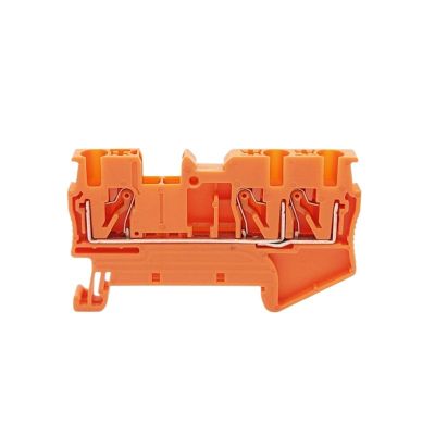 DWFSKZKV PT 2.5-TW Din Rail Terminal Block Push-in Electrical Connector 2.5mm PT2.5-Twin 3-Conductor Wire PT2.5-TW (Color : Orange, Size : 10 Pcs)