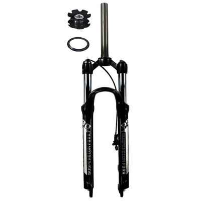 Electric Bikes Front Forks 26 27.5 29 Inch Mountain Bicycles Suspension Fork Spread 100mm 9mm QR 1-1/8 Straight Tube Travel 90mm Disc Brake DH AM XC ( Color : Black glossy remote , Size : 27.5inch )