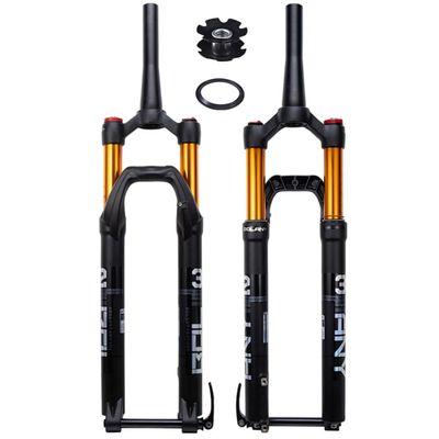 27.5 Inch Mountain Bikes Suspension Fork Mountain Bikes Bicycles Front Forks Travel 120mm 1-1/8" Tapered Tube Disc Brake Thru Axle 10015mm Manual Remote Lockout ( Color : Gold manual , Size : 27.5inc