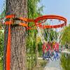 basketball rim, Basketball Rim Outdoor Pole/Wall Mount, Basketball Hoop Adjustable Height for Kids, Teens and Adults, Tree Park/Deck/Garden Patio Basketball Court with Double Strap ( Color : Orange , view 2