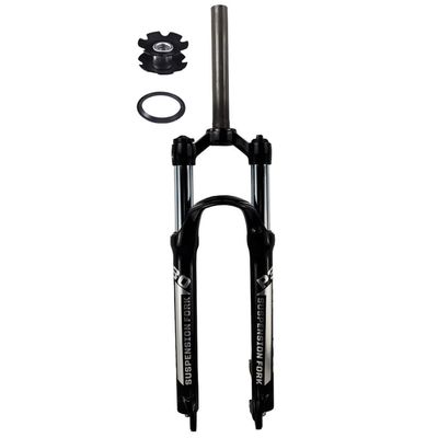 Electric Bikes Front Forks 26 27.5 29 Inch Mountain Bicycles Suspension Fork Spread 100mm 9mm QR 1-1/8 Straight Tube Travel 90mm Disc Brake DH AM XC ( Color : Black glossy manual , Size : 26inch )