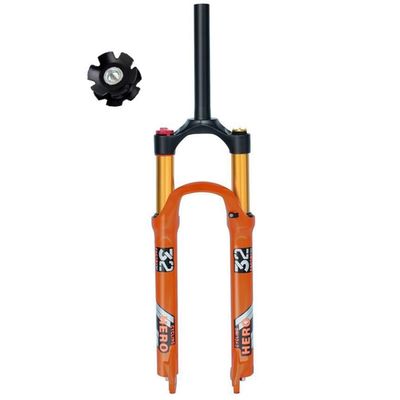 High Strength Mountain Bikes Front Fork Straight Steerer 1-1/8 Mountain Bikes Bicycles Suspension Forks 26 27.5 29 Inch QR 1009mm Travel 120mm For Outdoor Riding ( Color : Orange manual , Size : 27.5