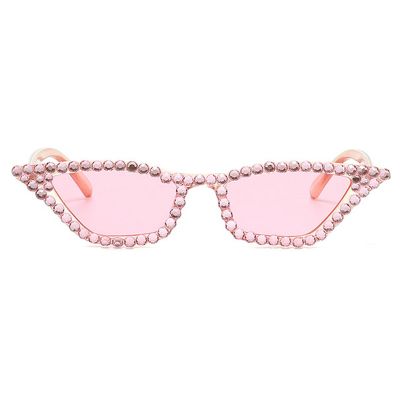 mincl Cat Eye Sunglasses for Women Sparkling Rhinestone Sunglasses Trendy Retro Diamond Glasses UV400 Protection (bling&pink)