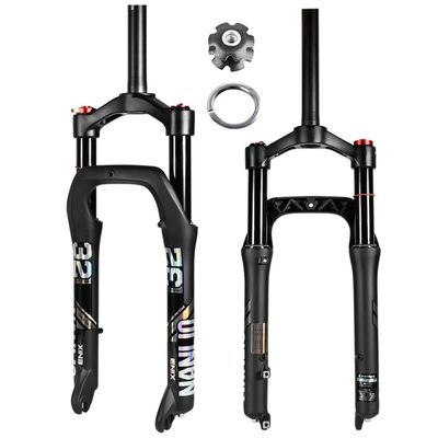 FukkeR 20 Inch Mountain Bikes Bicycles Air Front Fork for 4.0 Tire 1-1/8 Straight Snow Fat Mountain Bikes Suspension Forks Travel 95MM Quick Release QR 1359mm Disc Brake