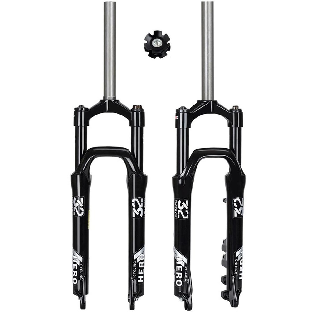 FukkeR Mountain Bicycles Suspension Forks 20 in Mountain Bikes Bikes Mechanical Front Fork with Preload Adjustment Threadless Straight Steerer 28.6mm Travel 100mm QR 9mm