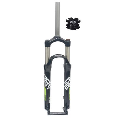 24 Inch Mountain Bikes Bicycles Front Fork 1 1/8 Inch Straight Steerer Mountain Bikes Suspension Forks Mechanical 100mm Travel Quick Release 9*100mm Disc Brake ( Color : Black green , Size : 24inch )
