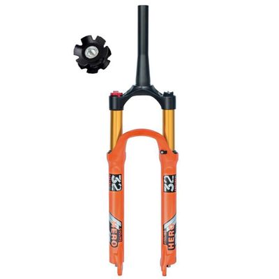 FukkeR 26 27.5 29 Mountain Bikes Air Front Fork with Manual Remote Control Cycling Bicycles Suspension Forks Tapered Tube 1-1/2" Travel 120mm Quick Release 9mm (Color : Orange Manual, Size : 26inch)