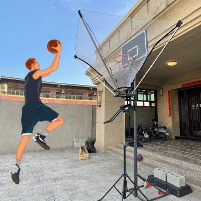ZXHFSH Basketball Rim, Basketball Hoop Return System Floor Stand, 8-10 Feet Adjustable Height Basketball Rebounder for Adults and Kids, for Traditional Pole/Wall Mounted Hoops