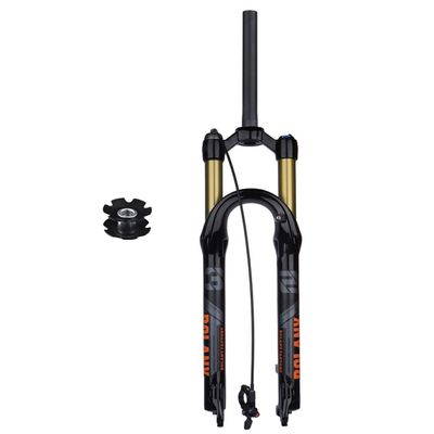 FukkeR 27.5/29 Inch Mountain Bikes Bicycles Air Suspension Fork 1-1/8 Straight Tube Mountain Bikes Front Forks 9100mm QR 120mm Travel Manual Remote Locking Fit XC AM (Color : Gold, Size : 29inch RL)