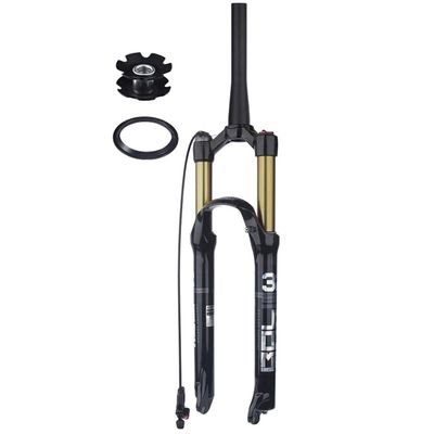 26/27.5/29 Inch Mountain Bikes Mountain Bikes Air Suspension Fork Bicycles Front Forks Tapered Steerer 28.6mm Travel 100mm 9 * 100mm QR Manual Remote Lockout XC AM ( Color : Gold Remote , Size : 26inc