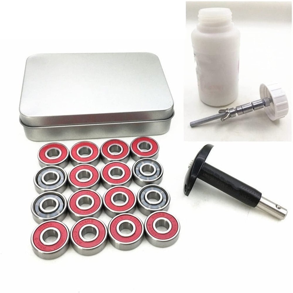 KNKQZXVDF Bearings 16pcs 608RS Inline Skates Bearing+1pc Bearing Cleaner Bottle+1pc Dissasemble Puller Tool 608 Bearing