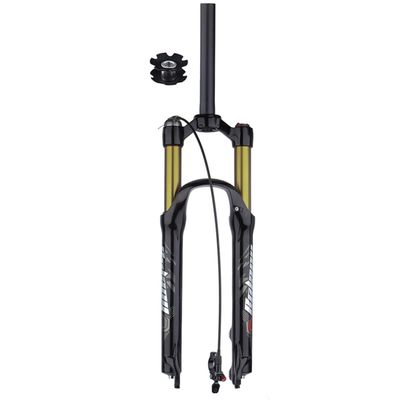 26 27.5 29 Air Shock Mountain Bikes Suspension Fork Ultralight Mountain Bikes Forks Straight Tube 28.6mm QR 9*100 Travel 120mm Shoulder Line Lockout XC AM Bicycles ( Color : Gold remote , Size : 27.5i