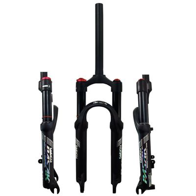 20 24 Inch Bikes Air Oil Suspension Fork Mountain Bikes Mountain Bikes Front Forks 80mm Travel Spacing Hub 100mm 9mm QR 1 1/8'' Straight Tube Shoulder Line Lock ( Color : Matte Black manual , Size : 2