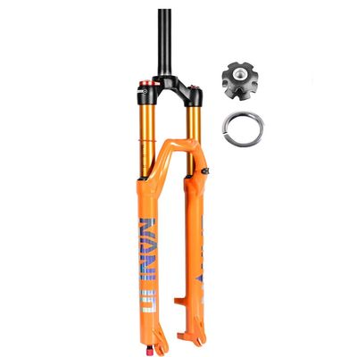 Mountain Bikes Mountain Suspension Fork 26 27.5 29 Inch Rebound Adjustment Bicycles Front Forks 28.6 Straight Travel 140mm Quick Release 9*100 Shoulder Line Lock ( Color : Orange Manual , Size : 26inc