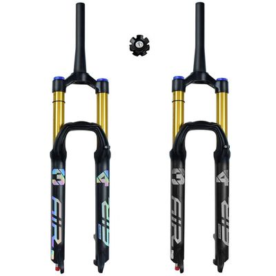 FukkeR 27.5 29 Inch Bicycles Suspension Fork Tapered Mountain Bikes Front Forks Air Pressure 1-1/2'' Quick Release 1009mm QR Travel 140mm Adjustable Damping (Color : Gold Manual, Size : 29inch)