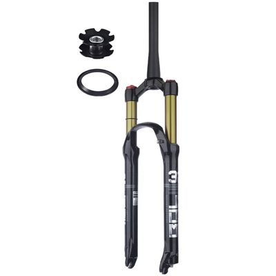 26/27.5/29 Inch Mountain Bikes Mountain Bikes Air Suspension Fork Bicycles Front Forks Tapered Steerer 28.6mm Travel 100mm 9 * 100mm QR Manual Remote Lockout XC AM ( Color : Gold Manual , Size : 26inc