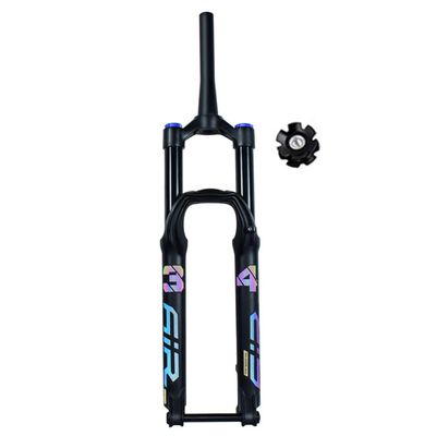 27.5 29 Inch Mountain Bikes Mountain Bikes Air Suspension Fork 1-1/2'' Bicycles Front Forks Spinal Canal Travel 140mm Barrel Shaft 15*100 Cycling Lovers Disc Brake ( Color : Black manual , Size : 29in