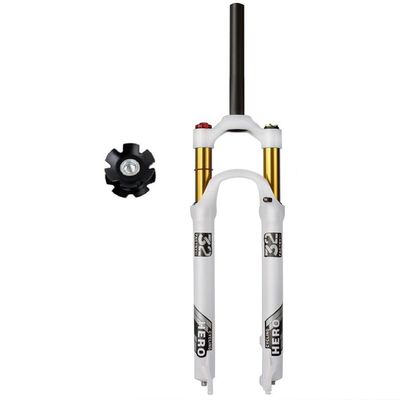 26'' 27.5'' 29'' Mountain Bikes Air Front Fork Manual Remote Control Cycling Bicycles Suspension Fork Bikes Fork Threadless 1-1/8" Travel 120mm 9mm QR ( Color : White gold manual , Size : 26inch )