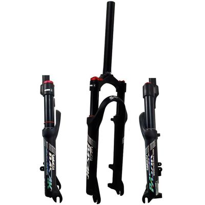 20 24 Inch Bikes Air Oil Suspension Fork Mountain Bikes Mountain Bikes Front Forks 80mm Travel Spacing Hub 100mm 9mm QR 1 1/8'' Straight Tube Shoulder Line Lock ( Color : Matte Black manual , Size : 2