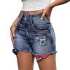 cffvdiz American Flag Denim Shorts for Women Sexy High Waist Ripped Distressed Jean Shorts,American Flag a,XS view 2