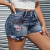 cffvdiz American Flag Denim Shorts for Women Sexy High Waist Ripped Distressed Jean Shorts,American Flag a,XS view 3