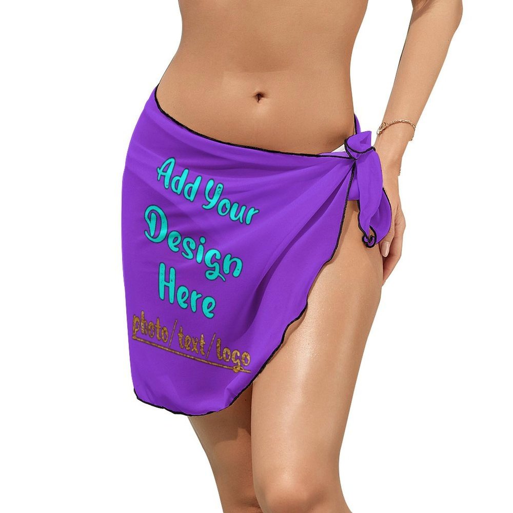 Custom Black Swimsuit Cover Up Sarongs Personalized Wrap Skirts Beach Wrap For Women Swimsuit Wraps Style03