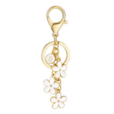 SELOVO Name Keychain Initial B Cute Keychain Flower Keyring for Women Purse Charms for Handbags