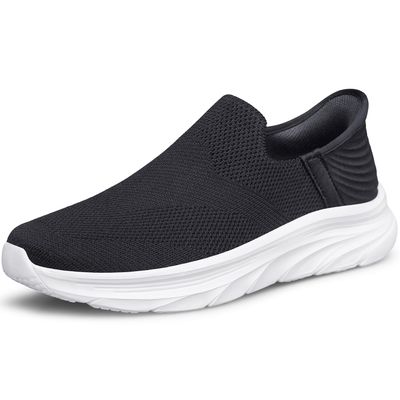 AMANSSSE Women's Slip on Walking Shoes Tennis Nursing Gym Sneakers Workout Comfortable Zapatos de Mujer Black Size 5.5