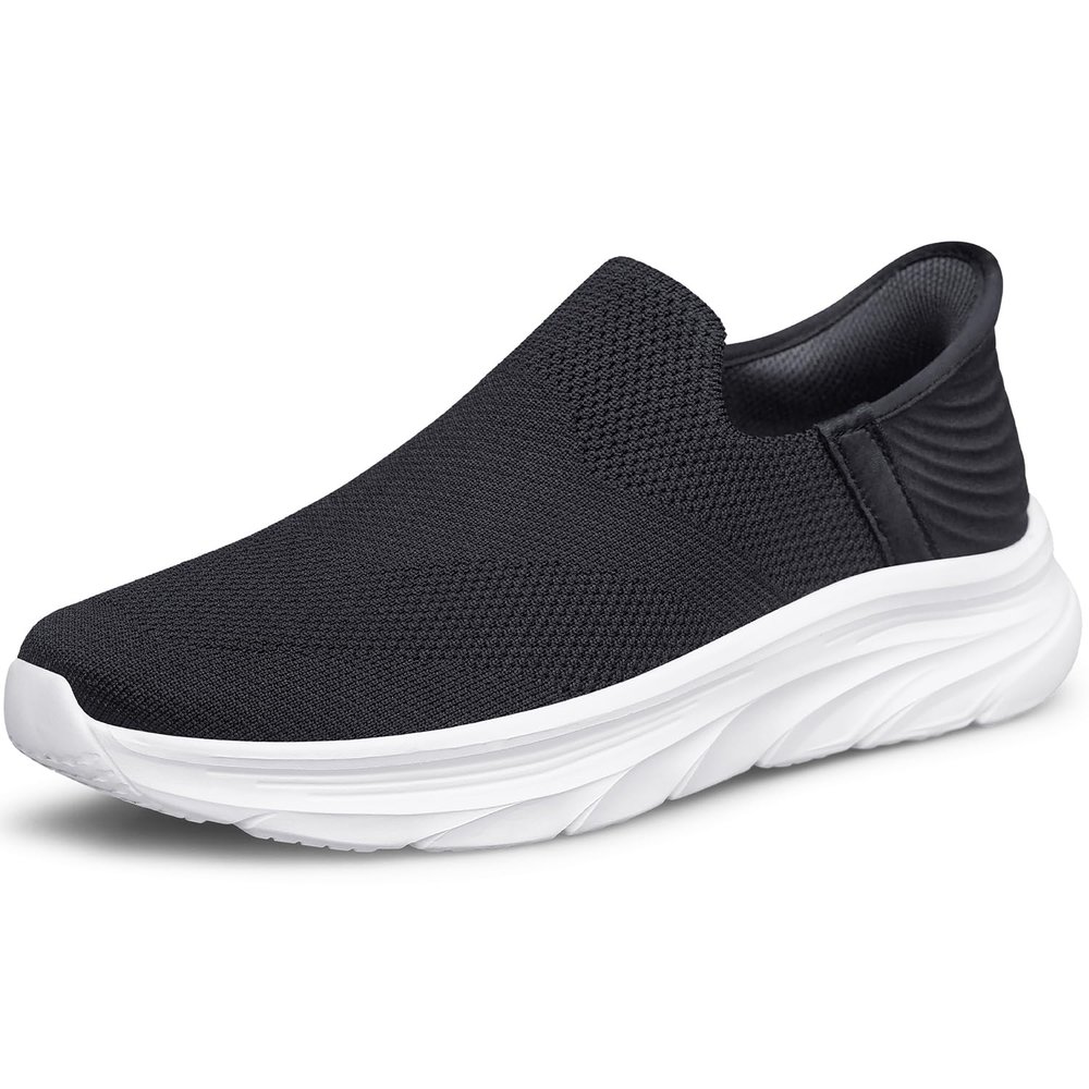 AMANSSSE Women's Slip on Walking Shoes Tennis Nursing Gym Sneakers Workout Comfortable Zapatos de Mujer Black Size 5.5