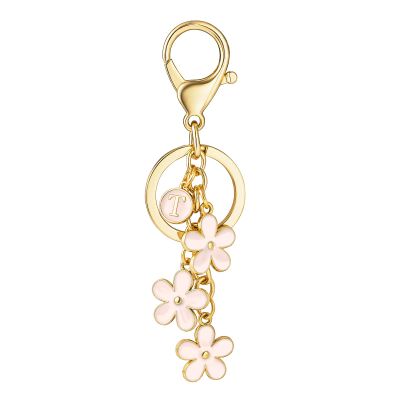 SELOVO Young Teens Bag Charm Car Key Chain Letter T Tassel Pink Keychain