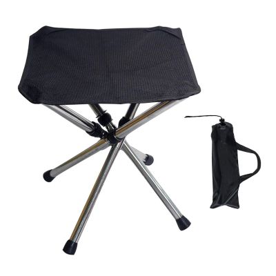 BIJKHSISN Outdoor Folding Stool Stainless Steel Portable Folding Picnic Camping Stool Mini Storage Fishing Chair Ultralight Furniture (Size : 02)