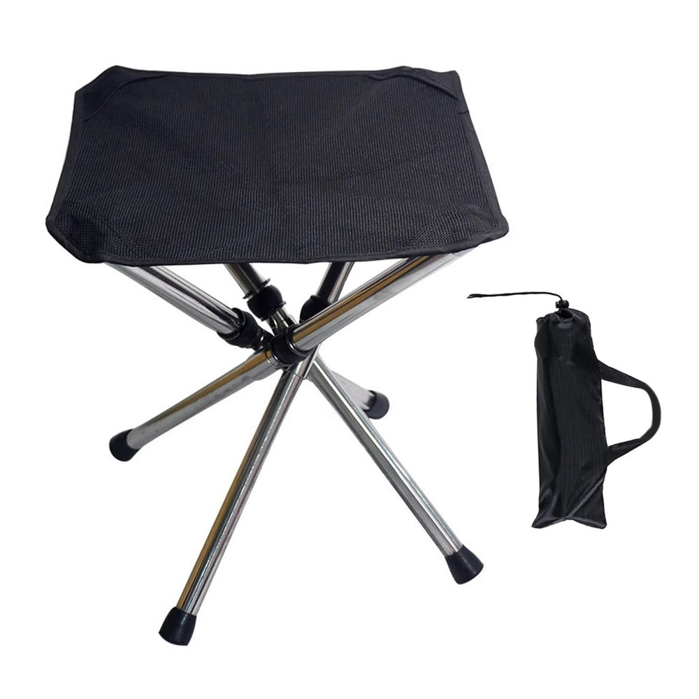 BIJKHSISN Outdoor Folding Stool Stainless Steel Portable Folding Picnic Camping Stool Mini Storage Fishing Chair Ultralight Furniture (Size : 02)