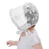 Baby Lace Bonnet Hat Floral Cotton Sun Hat Princess Eyelet Christening Bonnet for Toddler 0-24Months view 2