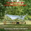 Walkervo 6.8x6.8m Camping Tarp Waterproof Lightweight Tent Tarp with 2 Poles Canopy Camping Hammock Rain Fly Anti-UV Awning Canopy for Outdoor Shelter Camping Picnic,Blue view 3