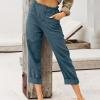 LRMQS Women Capri Pants 2026 Summer Trendy Linen Cropped Trouser with Pockets Beach Casual Cruise Fashion Capris Clothes view 2