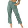 LRMQS Women Capri Pants 2026 Summer Trendy Linen Cropped Trouser with Pockets Beach Casual Cruise Fashion Capris Clothes view 1