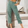 LRMQS Women Capri Pants 2026 Summer Trendy Linen Cropped Trouser with Pockets Beach Casual Cruise Fashion Capris Clothes view 2