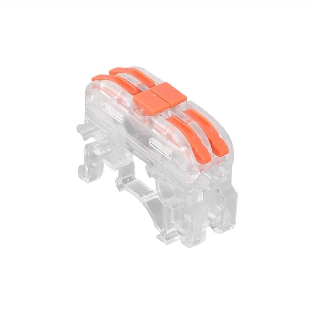 DWFSKZKV 222-211/212/213 Fast Connectors with DIN Rail Feet 2.5mm Cable 2/4/6 Pins Mounting on NS35 Compact Splicing Wring Terminal Block (Color : 222-212-transparent, Size : 50 Pcs)