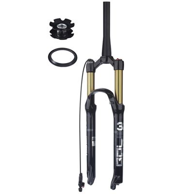 26/27.5/29 Inch Mountain Bikes Mountain Bikes Air Suspension Fork Bicycles Front Forks Tapered Steerer 28.6mm Travel 100mm 9 * 100mm QR Manual Remote Lockout XC AM ( Color : Gold Remote , Size : 27.5i